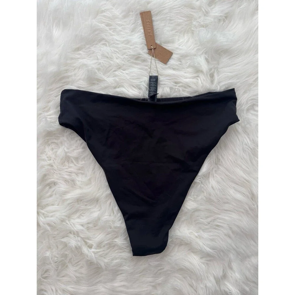 Skims Mid Waist Bikini Bottom Onyx Size Large